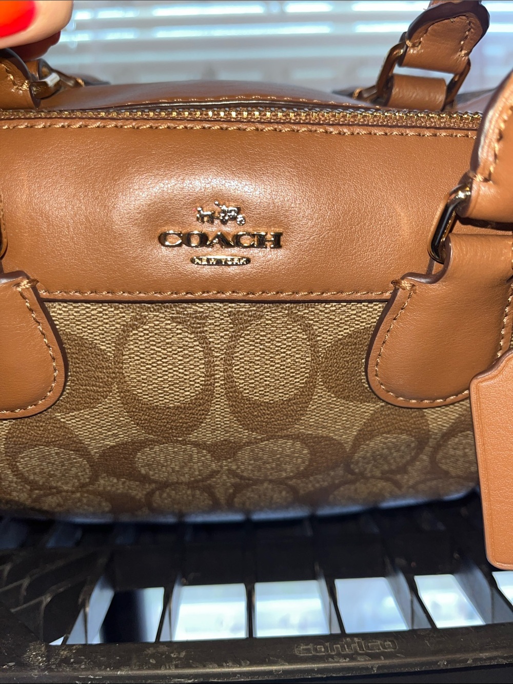 Coach Brown/Tan Signature Dome Satchel - Picture 3 of 11